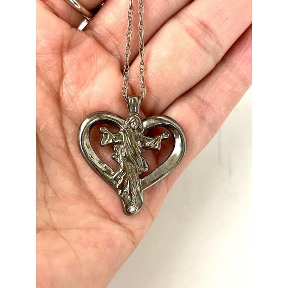 VTG BGE Sterling Silver Footprints of Faith Diamond Pendant Bradford Exchange - Picture 12 of 14